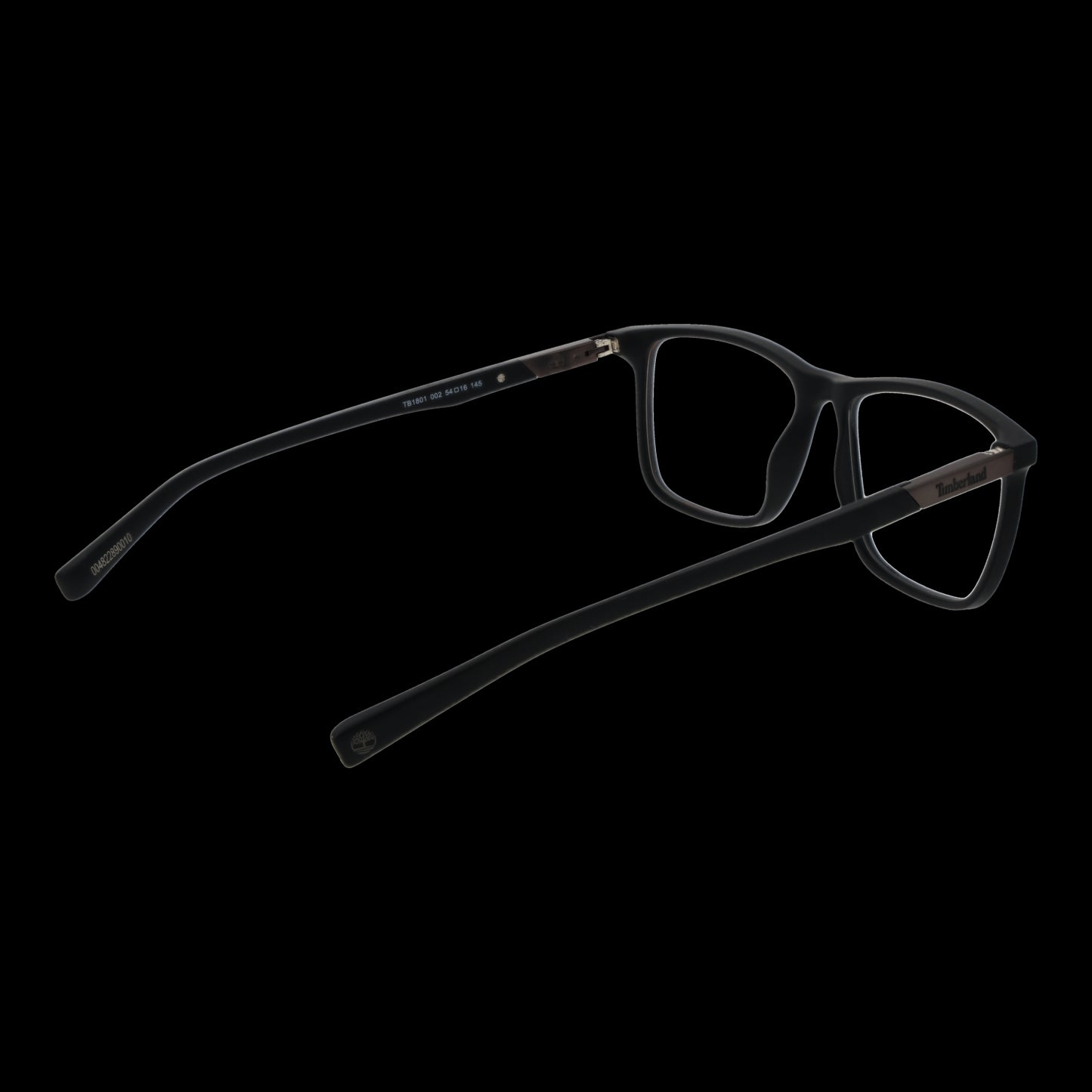 Back view of TIMBERLAND MOD. TB1801 54002 gent eyeglasses in black frame on dark background