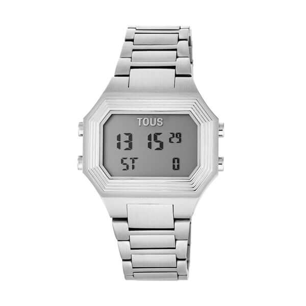 TOUS WATCHES Mod. 200351027 with silver digital display and stainless steel strap.