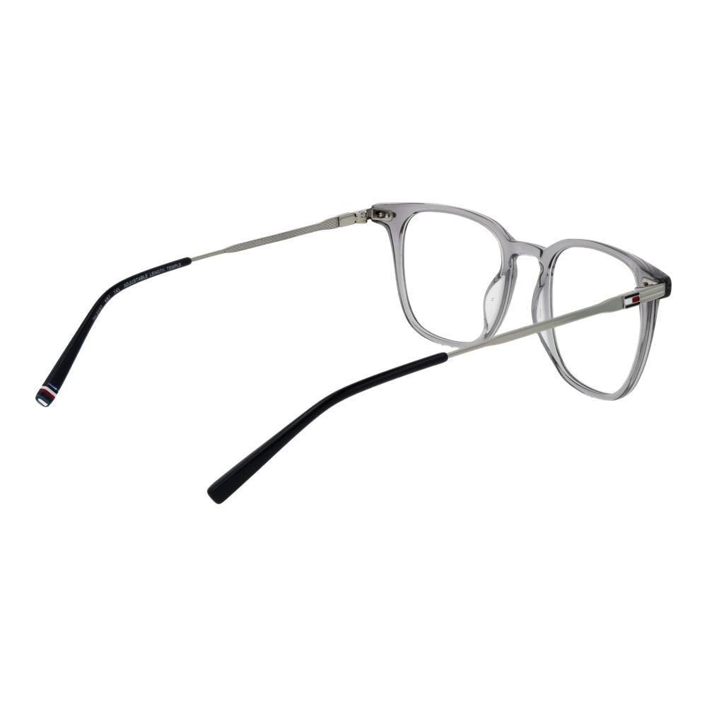 Tommy Hilfiger Gray Acetate Glasses (Frames) for men, full-rim rectangle style, featuring grey acetate frame with demo lenses.