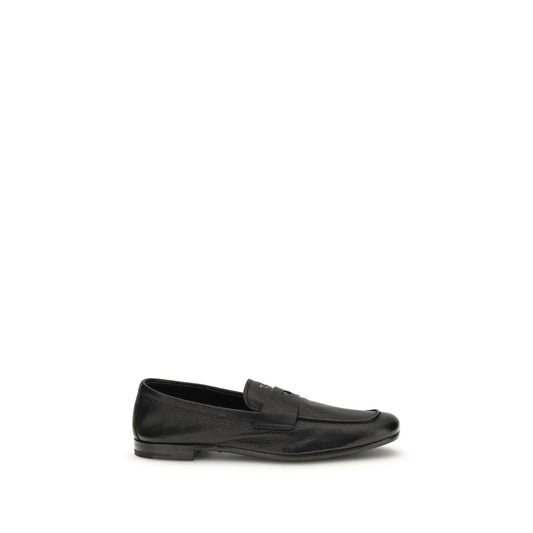 Prada Black Goatskin Slip-On Loafers 1728,72470364320,Black,EU 38 | US 5,EU 38.5 | US 5.5,EU39.5/US6.5,EU39/US6,EU40.5/US7.5,EU40/US7,EU41.5/US8.5,Loafers - Shoes,Men,New with tags,Prada,Shoes,Slip-On Loafers - Loafers - Shoes