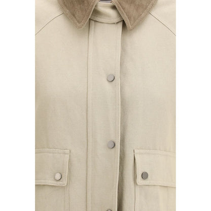 Brunello Cucinelli Beige Cotton Coat1728,72470364320,Beige,Brunello Cucinelli,Clothing,Coats - Jackets & Coats - Clothing,IT44 | L,Jackets & Coats - Clothing,New with tags,Women