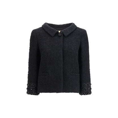Valentino Black Fleece Wool Coat 1728,72470364320,Black,Clothing,Coats - Jackets & Coats - Clothing,IT46|XL,Jackets & Coats - Clothing,New with tags,Valentino,Women