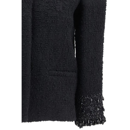 Valentino Black Fleece Wool Coat 1728,72470364320,Black,Clothing,Coats - Jackets & Coats - Clothing,IT46|XL,Jackets & Coats - Clothing,New with tags,Valentino,Women