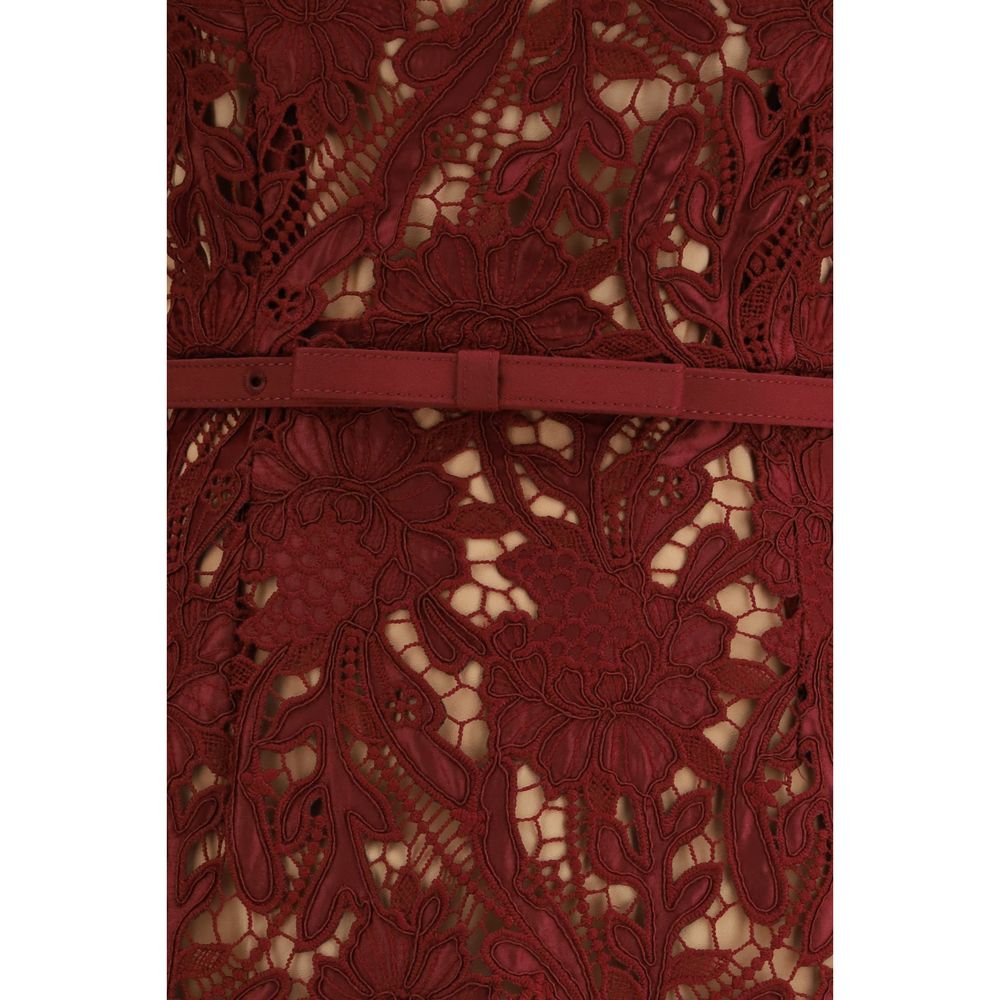 Self-Portrait Bordeaux Polyester Cocktail Dress