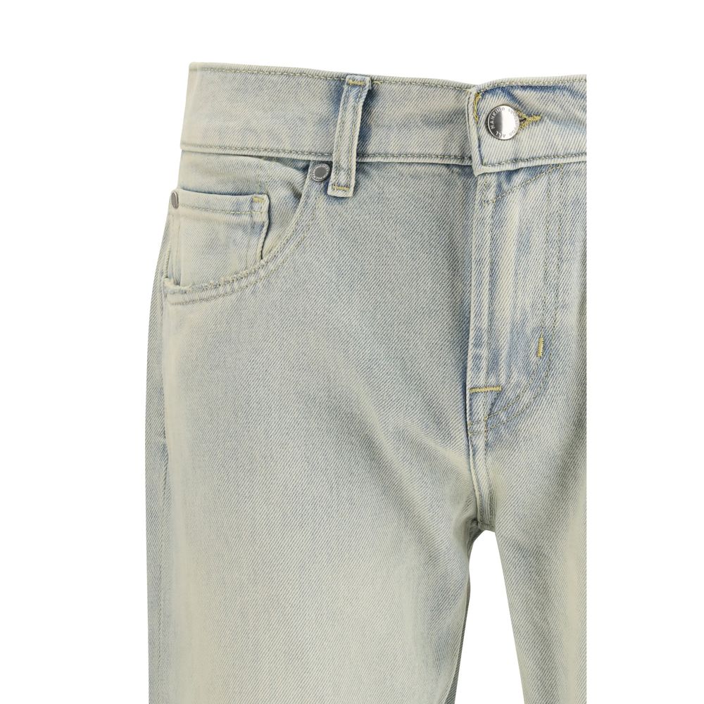 7FOR Beige Cotton Bootcut Jeans