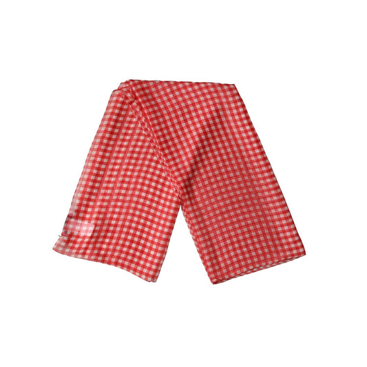 Dolce & Gabbana White Red Check Silk Wrap Foulard 140cm x 136cm Scarf