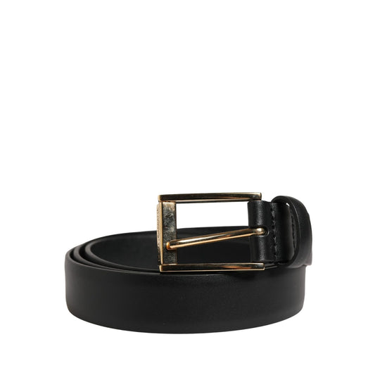 Dolce & Gabbana Men Black Classic Leather Metal Buckle Belt