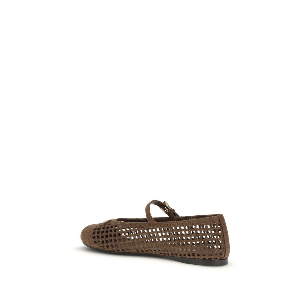 Prada Brown Cotton Ballet Flats 1728,72470364320,Ballet Flats - Flats - Shoes,Brown,EU36/US6,EU38/US8,EU39/US9,EU41/US11,Flats - Shoes,New with tags,Prada,Shoes,Women