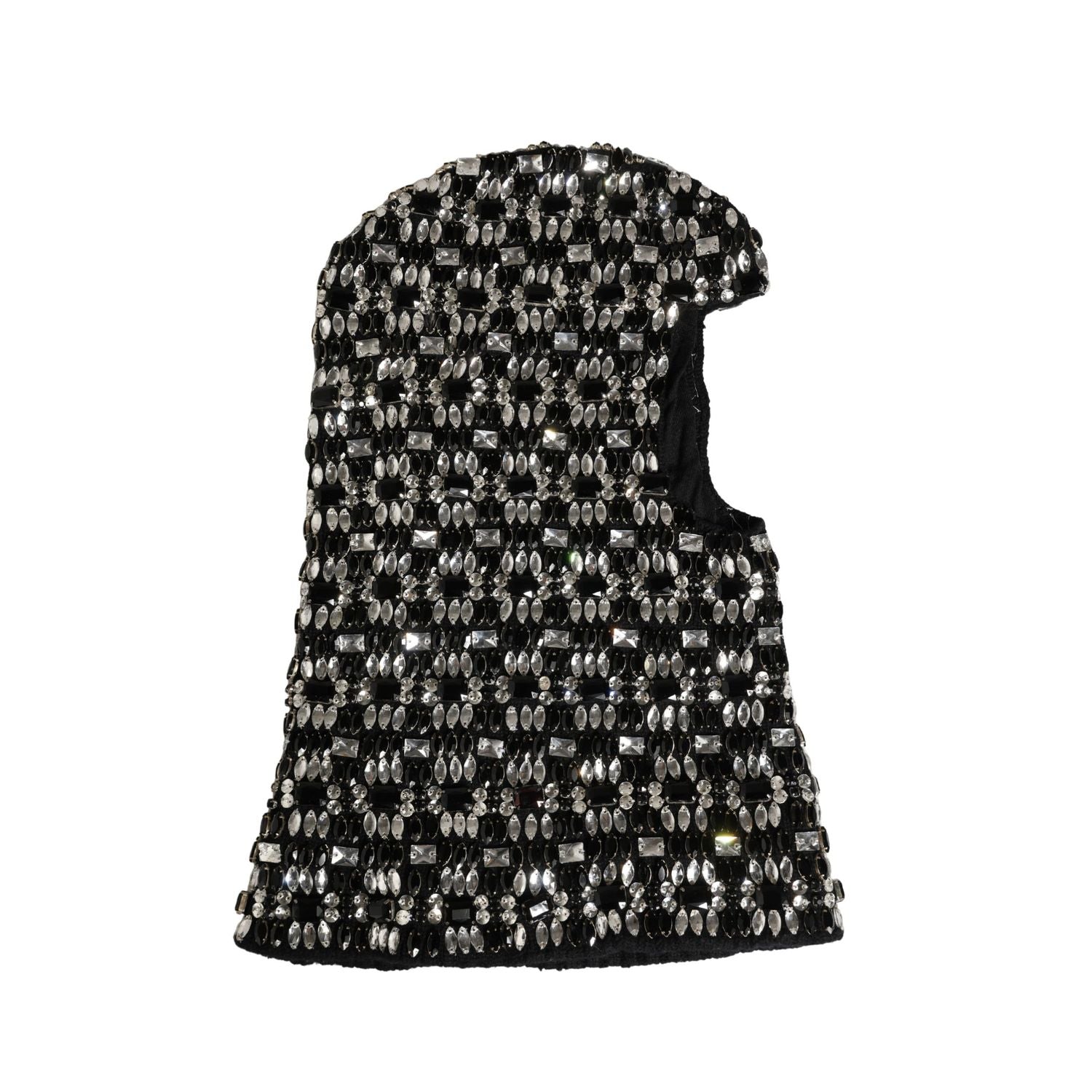 Dolce & Gabbana Black Wool Crystal Embellished Balaclava Hat