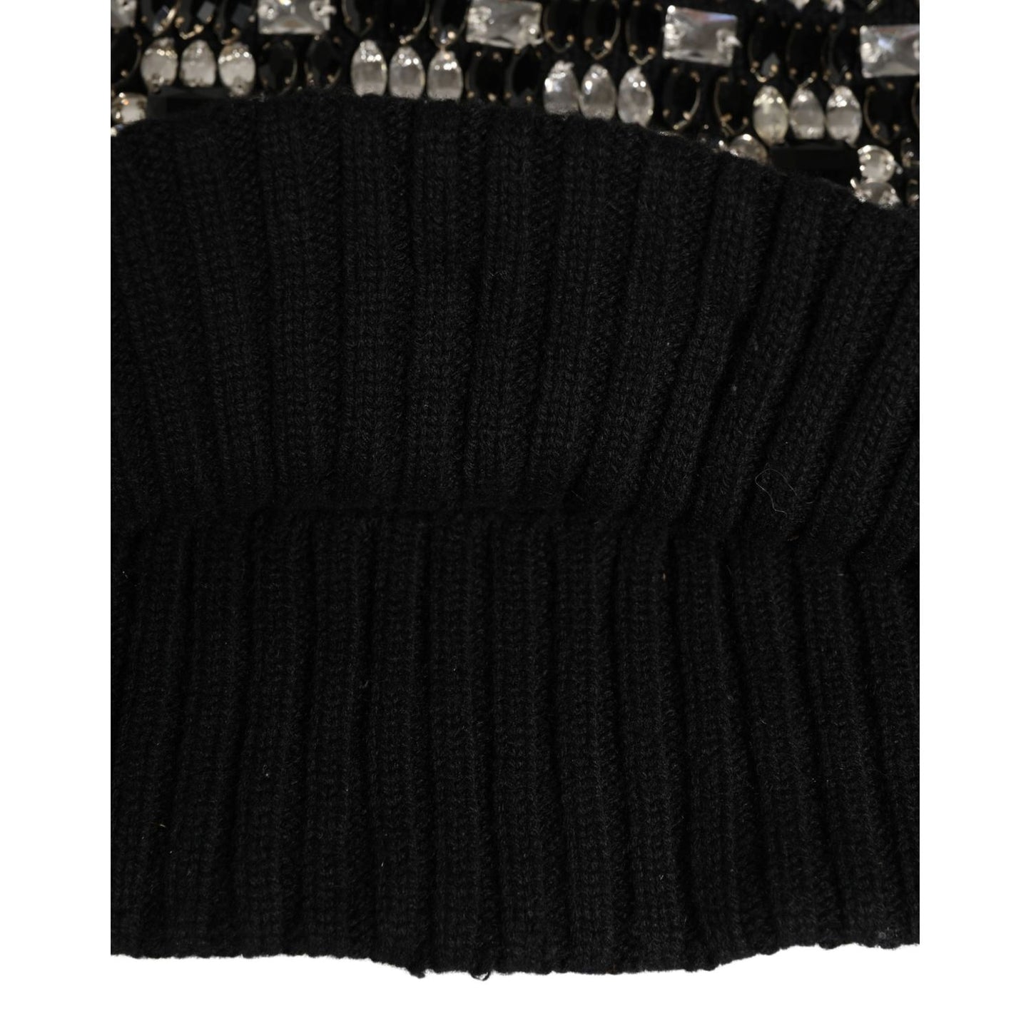 Dolce & Gabbana Black Wool Crystal Embellished Balaclava Hat