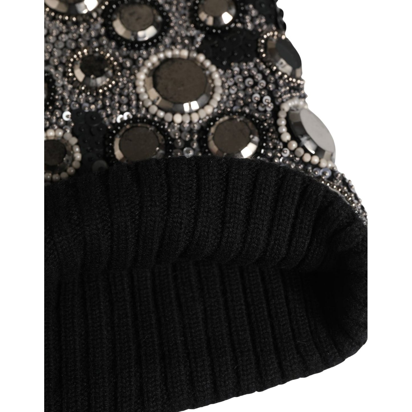Dolce & Gabbana Black Wool Crystal Embellished Balaclava Hat