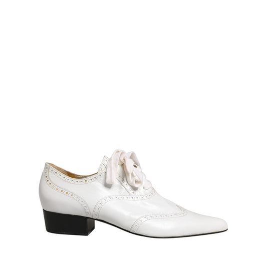 Dolce & Gabbana White Leather Brogue Oxford Lace Up Shoes