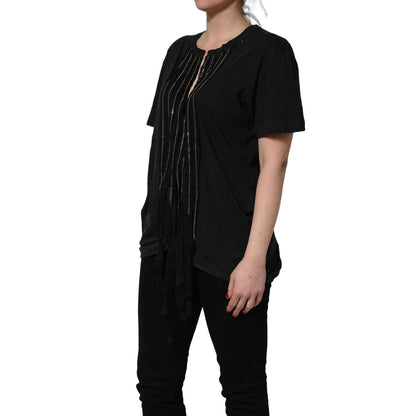 Dsquared² Black Chain Embellished Cotton Short Sleeve T-shirt