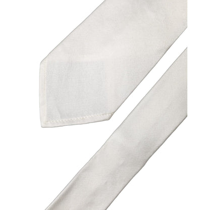 Dolce & Gabbana White Solid Silk Blend Adjustable Men Tied Necktie Tie