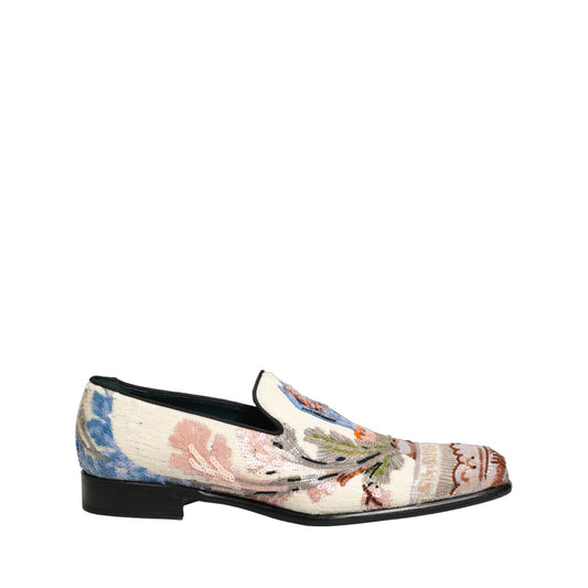 Dolce & Gabbana Multicolor Sequin Embroidered Loafers Shoes
