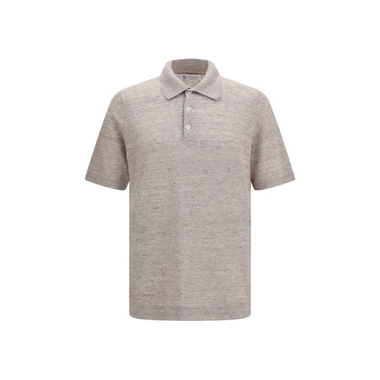Brunello Cucinelli Beige Linen Polo Shirt