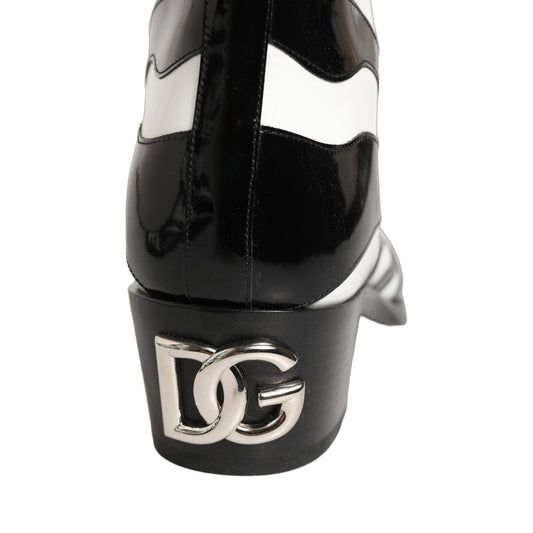 Dolce & Gabbana Black White Zebra Knee High Men Boots Shoes