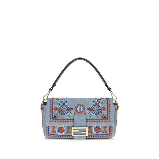 Fendi Blue Cotton Shoulder Bag