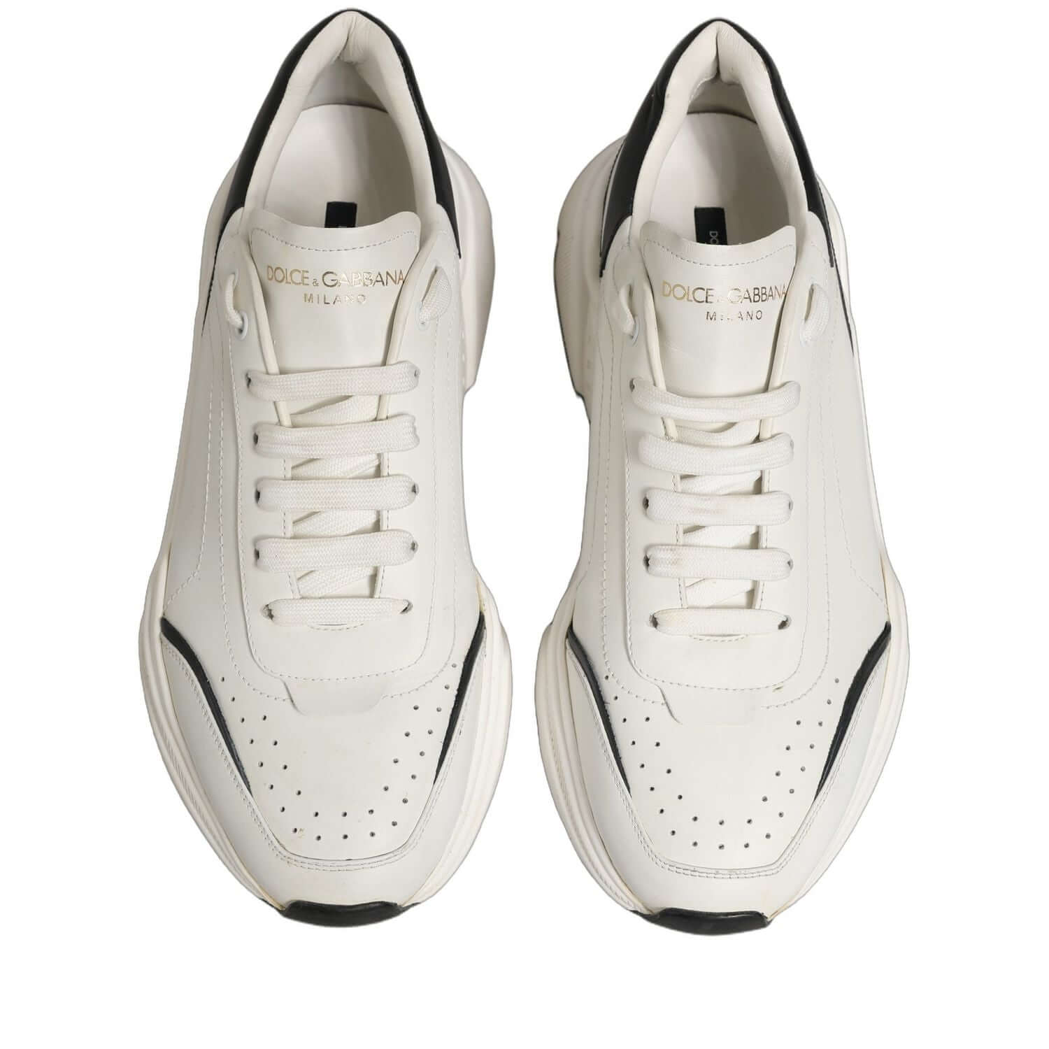 Dolce & Gabbana White Black Daymaster Low Top Sneakers Shoes