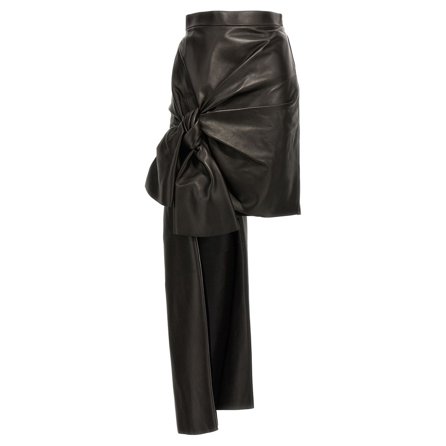 Alexander McQueen Black Lamb Leather Long Skirt