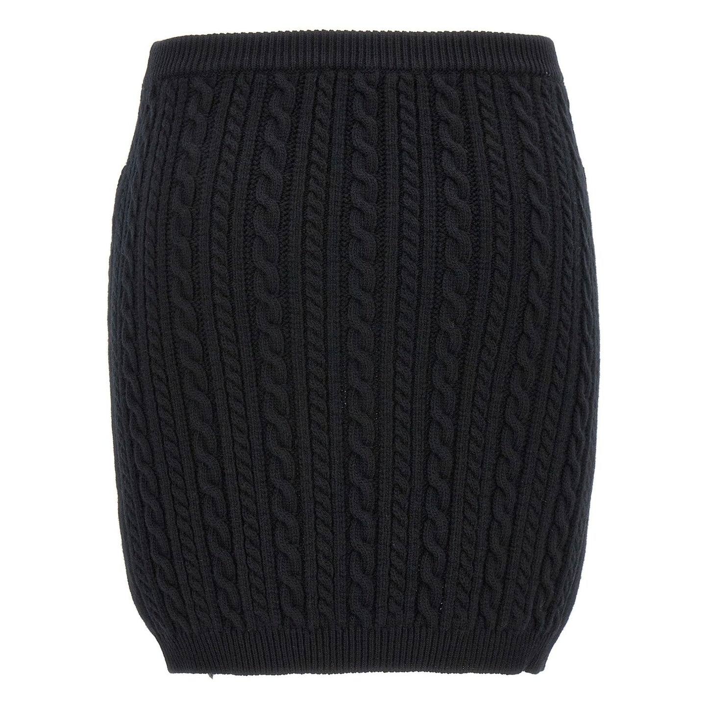 Alessandra Rich Black Wool Long Skirt