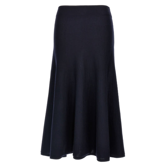 Khaite Blue Wool Midi Skirt