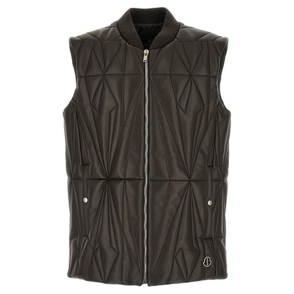 Rick Owens Brown Lamb Leather Sleeveless Jacket
