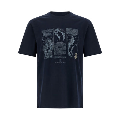 Brunello Cucinelli Blue Cotton T-Shirt