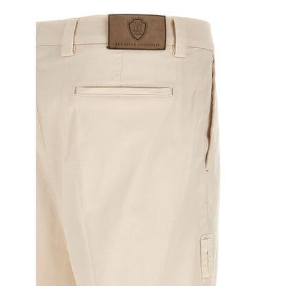 Brunello Cucinelli White Cotton Casual Pants