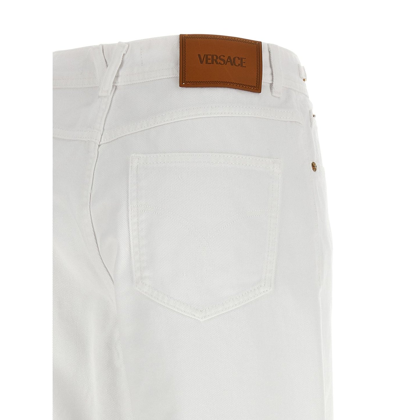 Versace White Cotton Straight-Leg Jeans