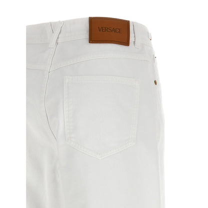 Versace White Cotton Straight-Leg Jeans