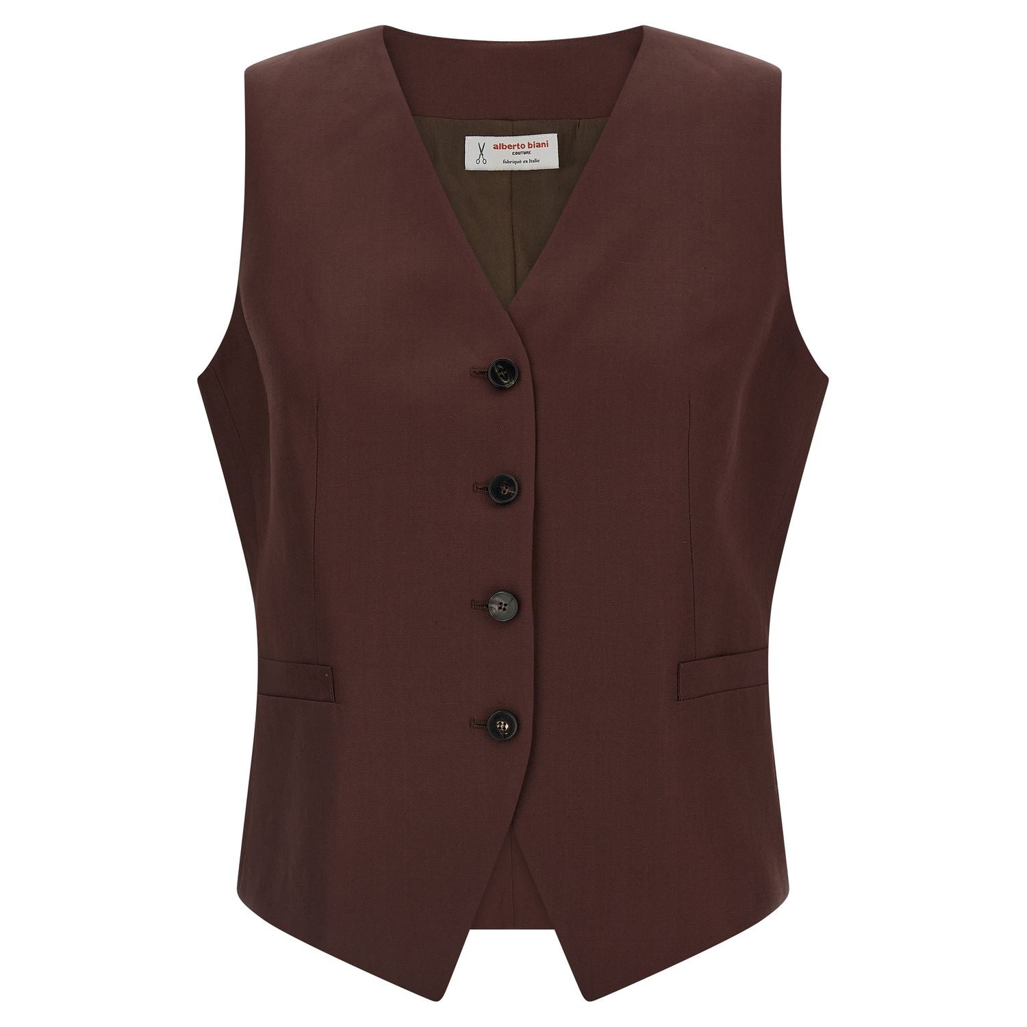 Alberto Biani Brown Viscose Sleeveless Jacket