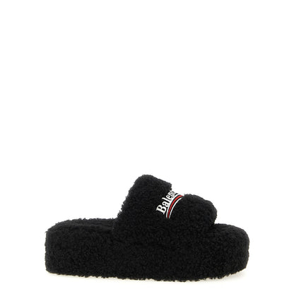 Balenciaga Black Polyester Slides