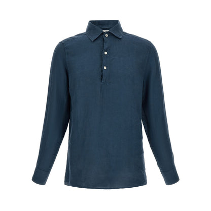 MC2 Saint Barth Blue Linen Polo Shirt