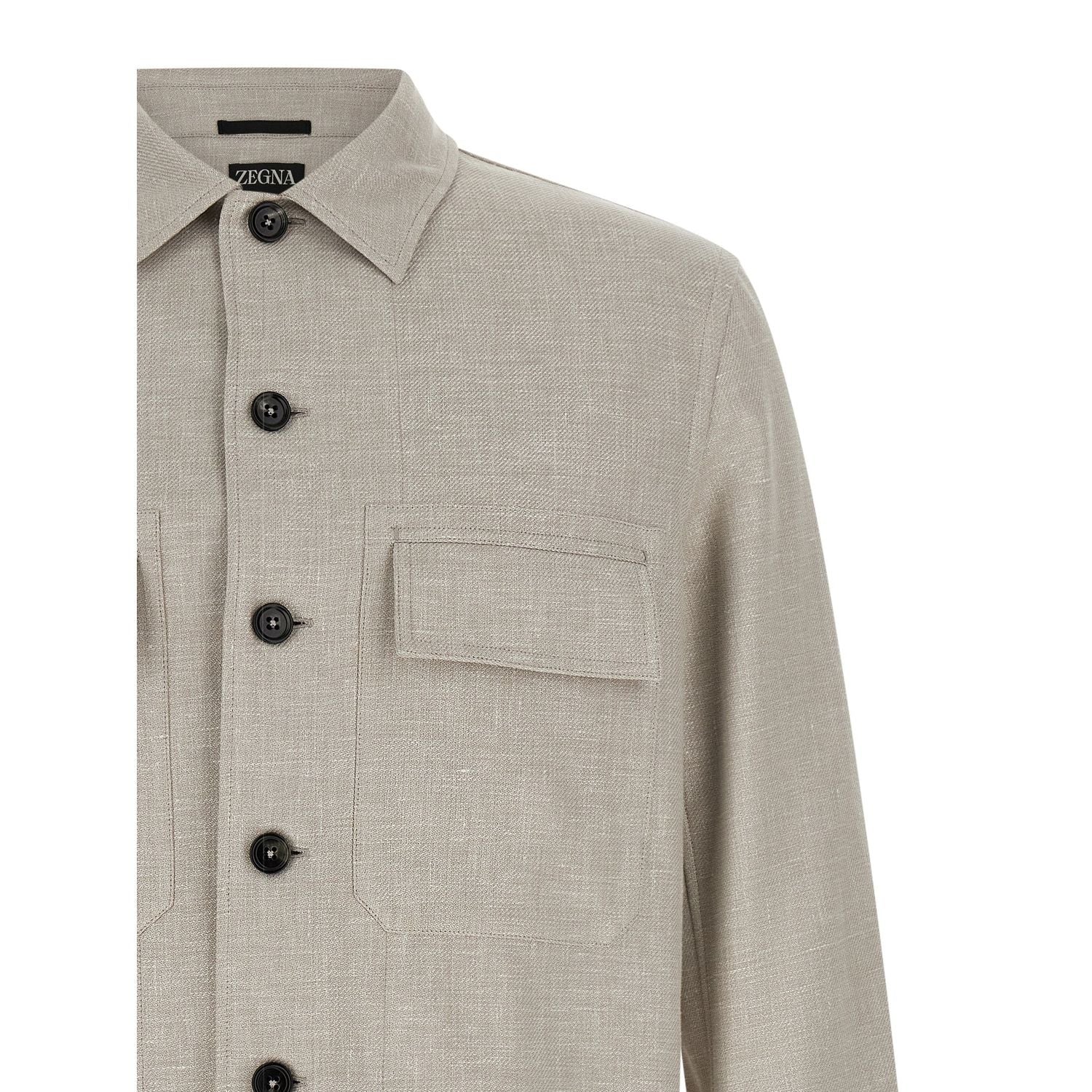 ZEGNA Gray Linen Blouse