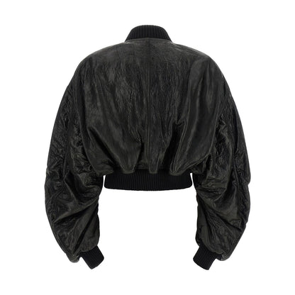 Rick Owens Black Lamb Leather Leather Jacket