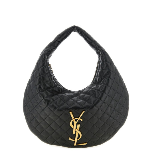 Saint Laurent Black Lamb Leather Hobo Icare Shoulder Bag
