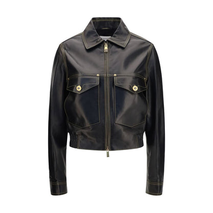 Versace Black Lamb Ovis Aries Full-Length Jacket