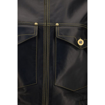 Versace Black Lamb Ovis Aries Full-Length Jacket