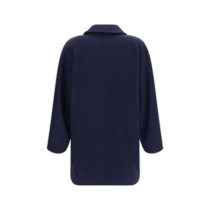 Max Mara Blue Wool Oves Aries Full-Length Jacket