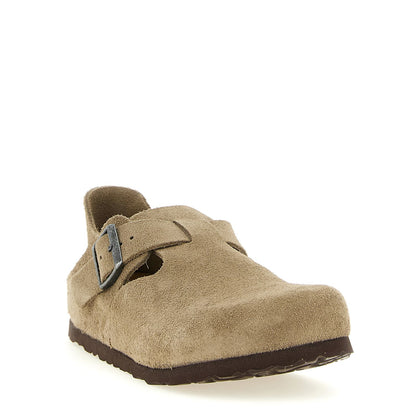 Birkenstock Beige Suede Leather Clogs