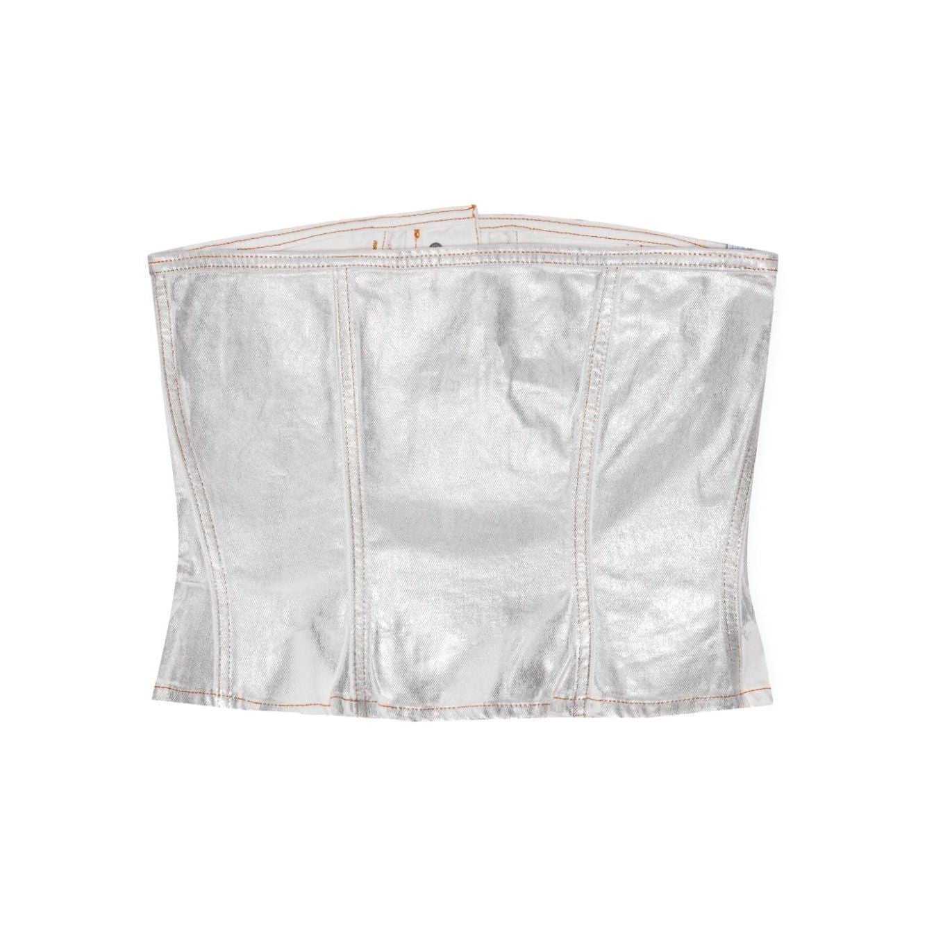 Ganni Silver Foil Denim Corsage