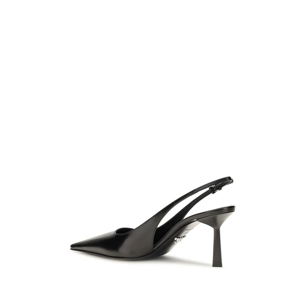 Prada Black Calf Leather Bos Taurus High Heel Pumps