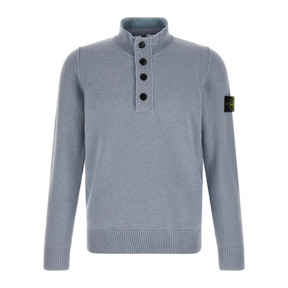 Stone Island Blue Virgin Wool Cardigan