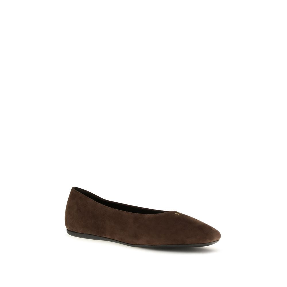 Prada Brown Calf Leather Bos Taurus Ballet Flats