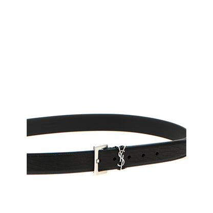 Saint Laurent Black Leather Regular Belt