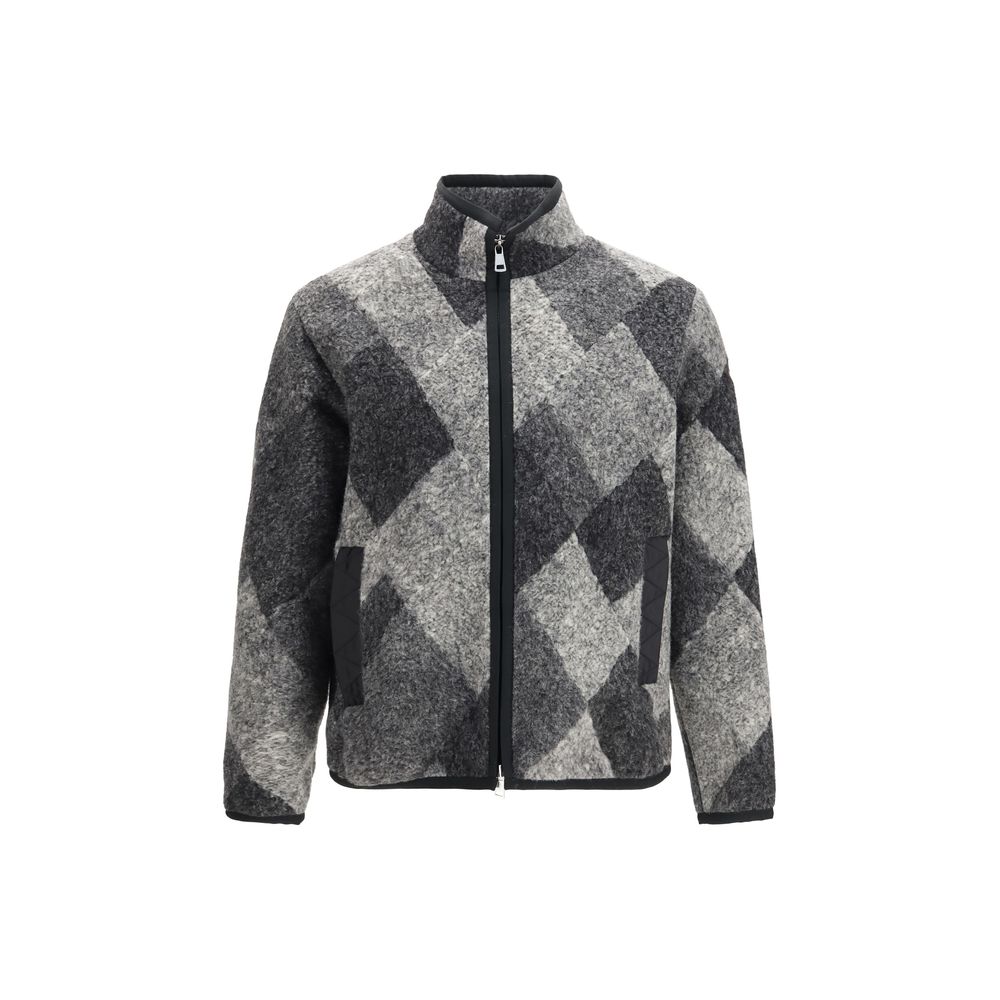 Moncler Gray Wool Oves Aries Full-Length Jacket