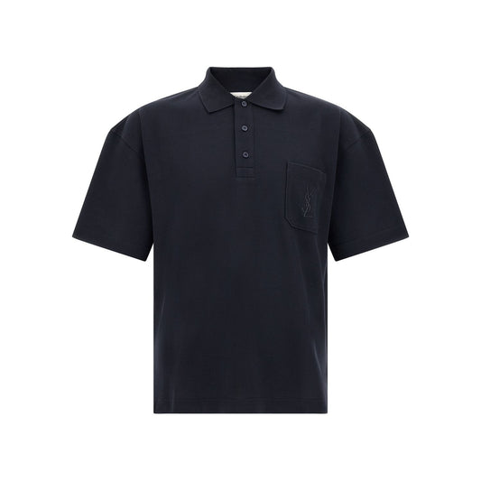 Saint Laurent Blue Cotton Polo Shirt