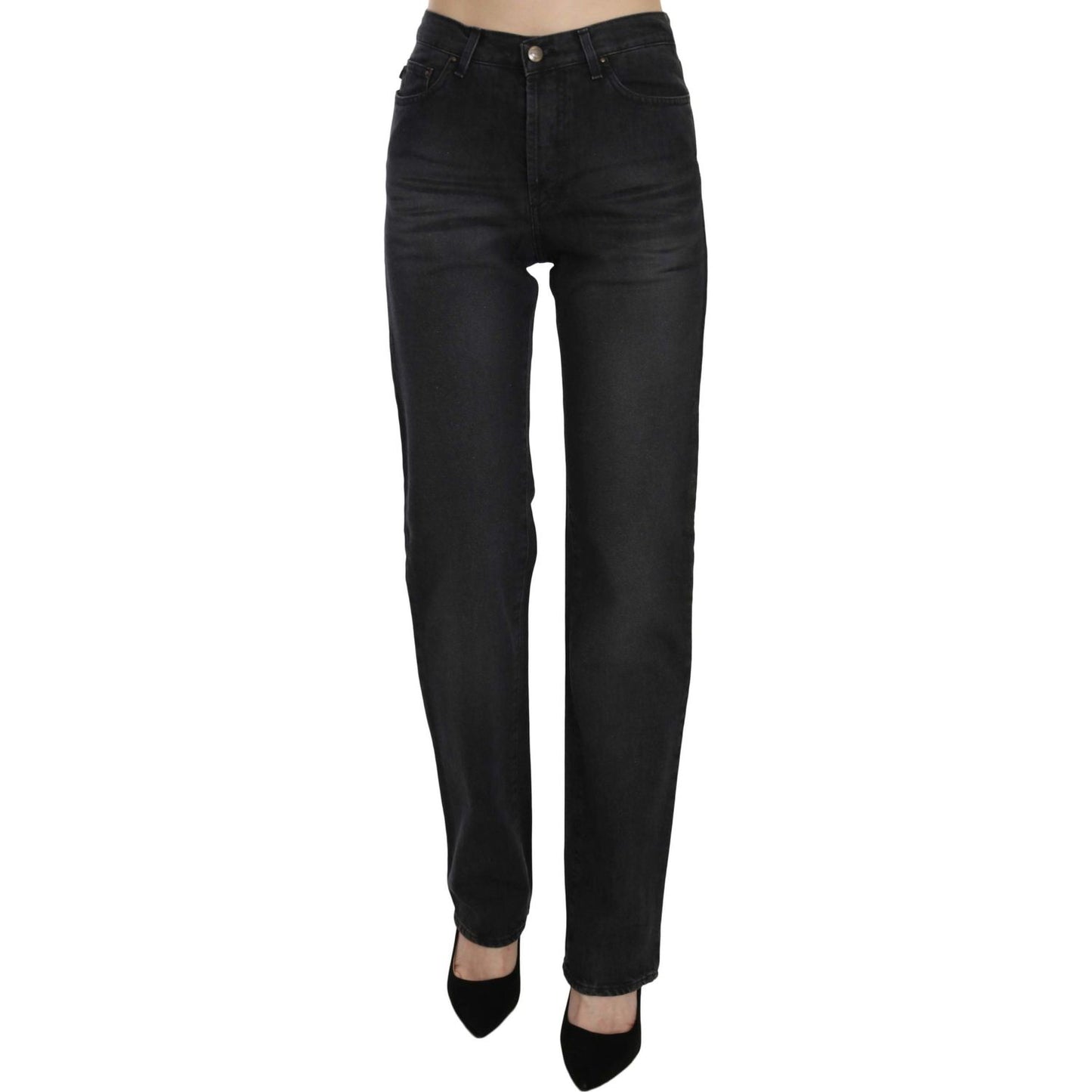 Just Cavalli Black Washed High Waist Straight Denim Pants Jeans Jeans & Pants