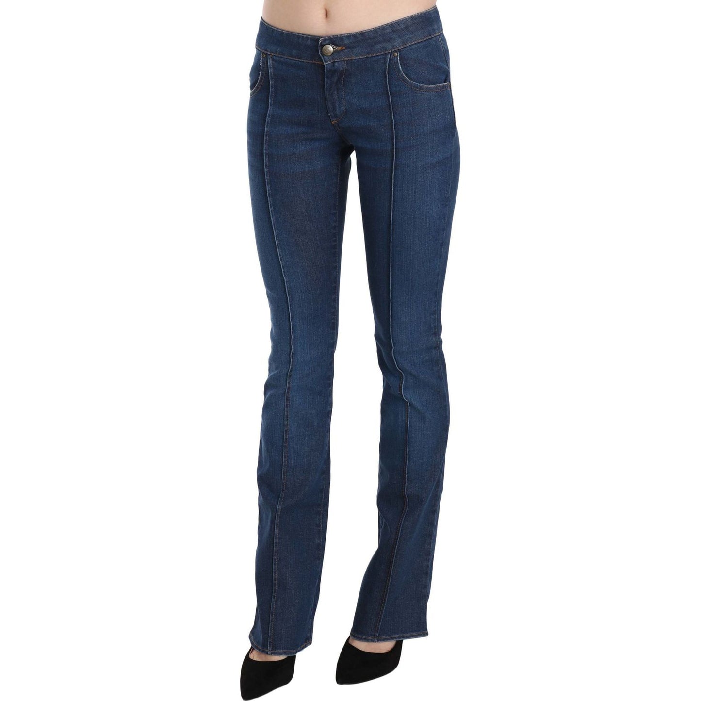Just Cavalli Blue Low Waist Boot Cut Denim Pants Jeans